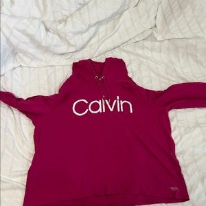 pink calvin klien hooded shirt